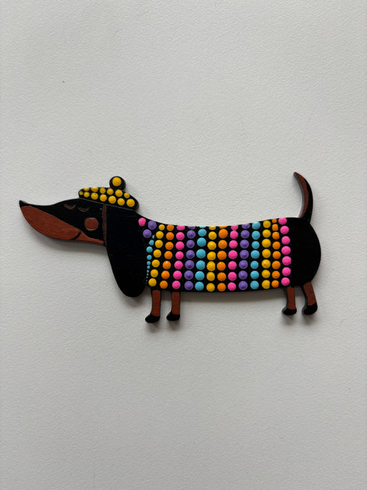 “Color Pop Pup – Hand-Painted Dot Mandala Dog Magnet”