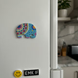 Blue Bliss Elephants – Handcrafted Mandala Dot Art Magnets