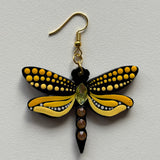 Mystic Dragonfly Mandala Earrings – Handpainted Art in Peacock Shades