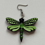 Mystic Dragonfly Mandala Earrings – Handpainted Art in Peacock Shades