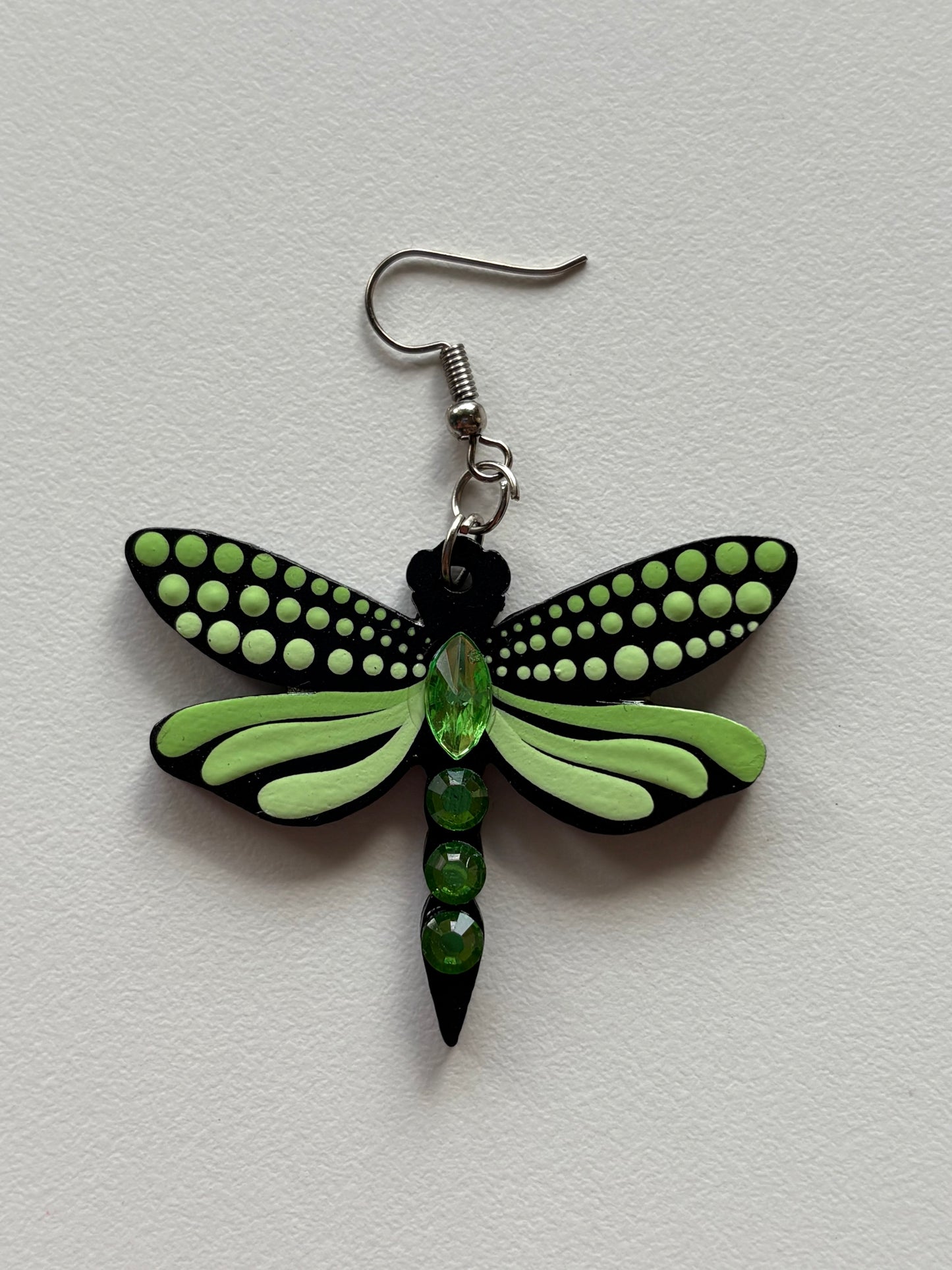 Mystic Dragonfly Mandala Earrings – Handpainted Art in Peacock Shades