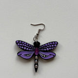 Mystic Dragonfly Mandala Earrings – Handpainted Art in Peacock Shades