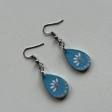 Sky Blue l Drop Earrings – Hand painted Minimal Mandala Style