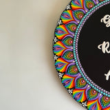 Rainbow Dot Mandala Circular Nameplate – 12 inch – Custom Hand-painted Door Plate