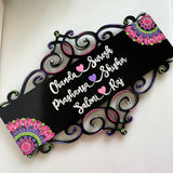 Pink and Green Regal Cutwork Dot Mandala Nameplate