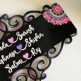 Pink and Green Regal Cutwork Dot Mandala Nameplate