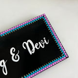 Purple & Green Semi  Dot Mandala Rectangular Nameplate – 12 x 30 cm