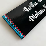 Red & Blue Hand-painted Dot Mandala Border Rectangular Nameplate – 12 x 30 cm