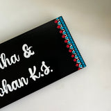 Red & Blue Hand-painted Dot Mandala Border Rectangular Nameplate – 12 x 30 cm