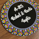 Rainbow Dot Mandala Circular Nameplate – 12 inch – Custom Hand-painted Door Plate