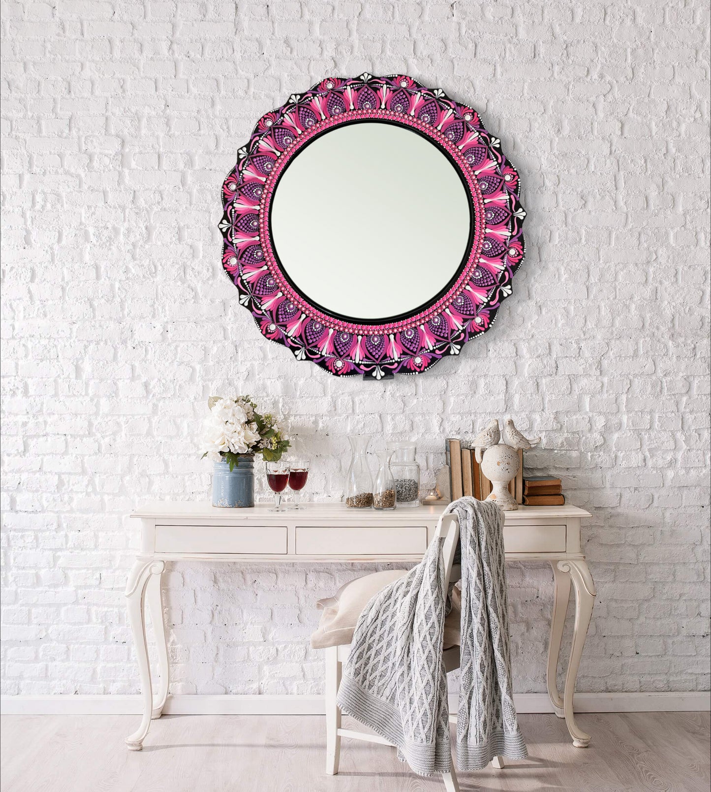 Dot Art Mandala Wall Decor - Mirror, Purple