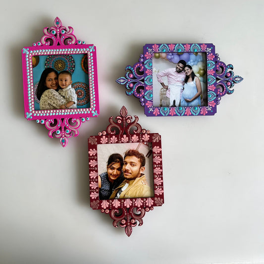 Messengers of Joy Dot Mandala Photo frame Magnets Square