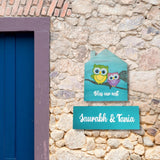 Hand painted Owl-Themed Dot Art House Name Board