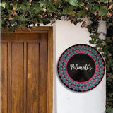Pink & Teal Dot Mandala Round Nameplate – 16 Inch – Hand-painted Personalized Door/Wall Sign