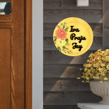 Blooms of Nature Floral Hand-painted Circular Nameplate – 12" – Personalized Wooden Door/Wall Sign