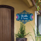 Classic Floral Cutwork Nameplate in  Pink Purple Blue & Dot  Mandala Accents