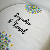 Pastel Floral Dot Mandala Round Nameplate – 16 Inch – Hand-painted Personalized Door/Wall Sign