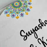 Pastel Floral Dot Mandala Round Nameplate – 16 Inch – Hand-painted Personalized Door/Wall Sign