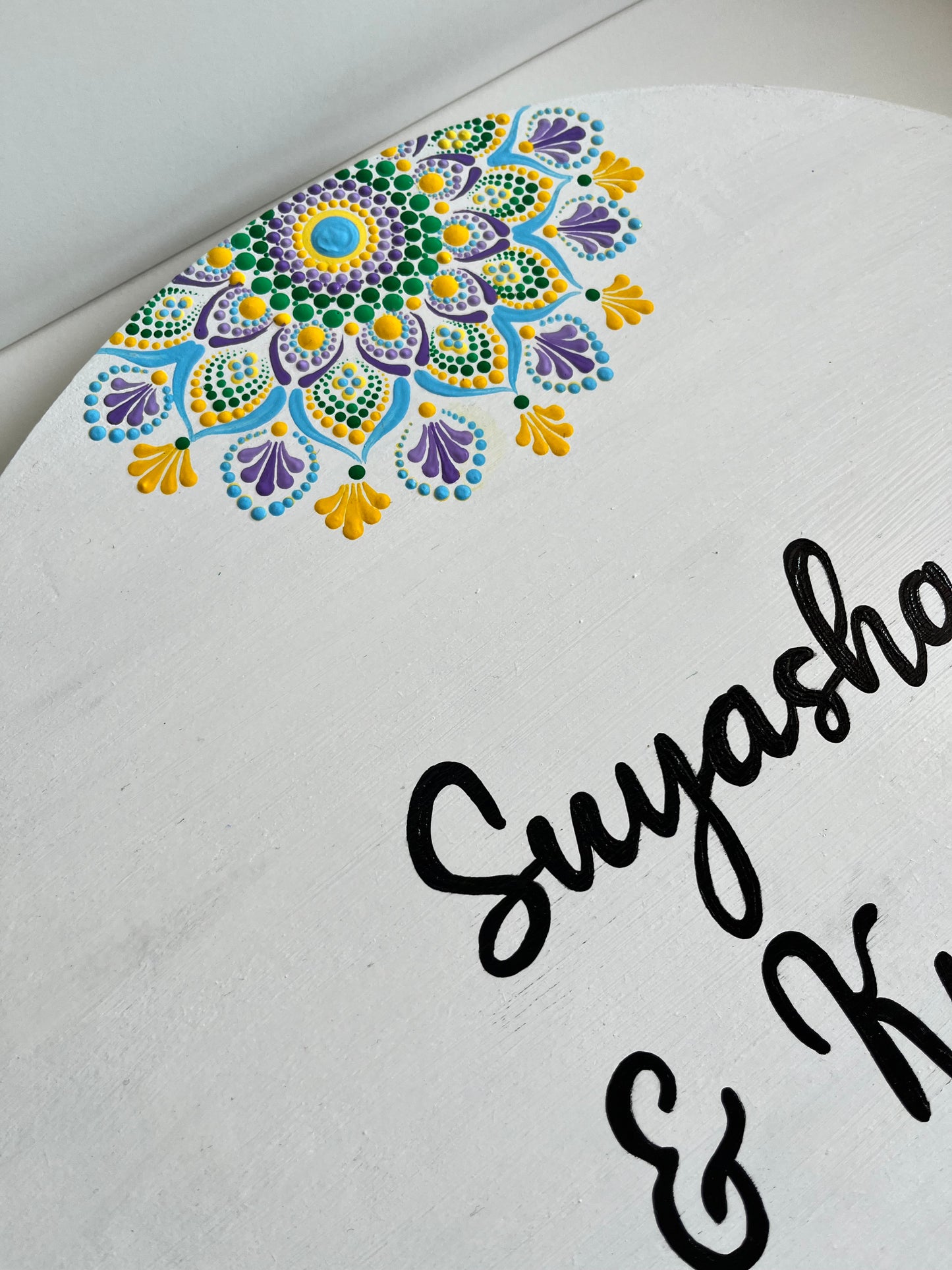 Circular Dot Mandala Hand painted Nameplate