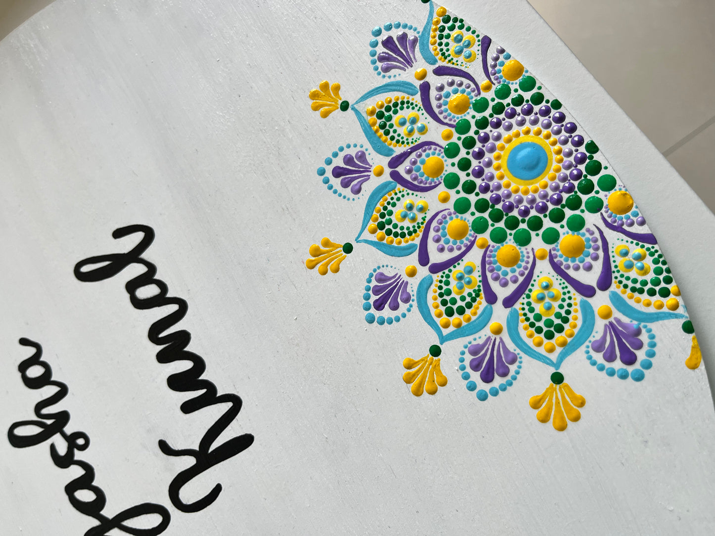 Circular Dot Mandala Hand painted Nameplate