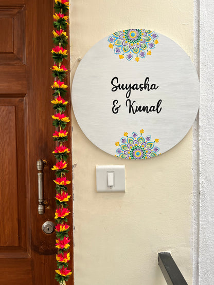 Circular Dot Mandala Hand painted Nameplate