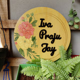 Blooms of Nature Floral Hand-painted Circular Nameplate – 12" – Personalized Wooden Door/Wall Sign