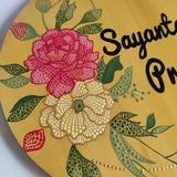 Blooms of Nature Floral Hand-painted Circular Nameplate – 12" – Personalized Wooden Door/Wall Sign