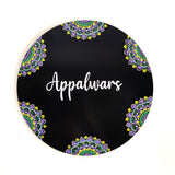 Purple & Yellow Floral Dot Mandala Round Nameplate – 16 inch – Hand-painted Personalized Door/Wall Sign