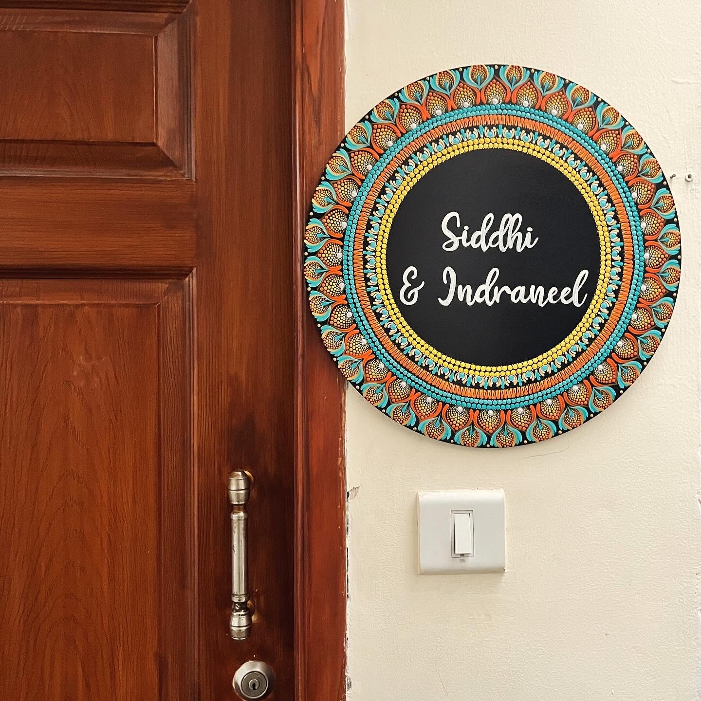 Circular Dot Mandala Hand painted Nameplate