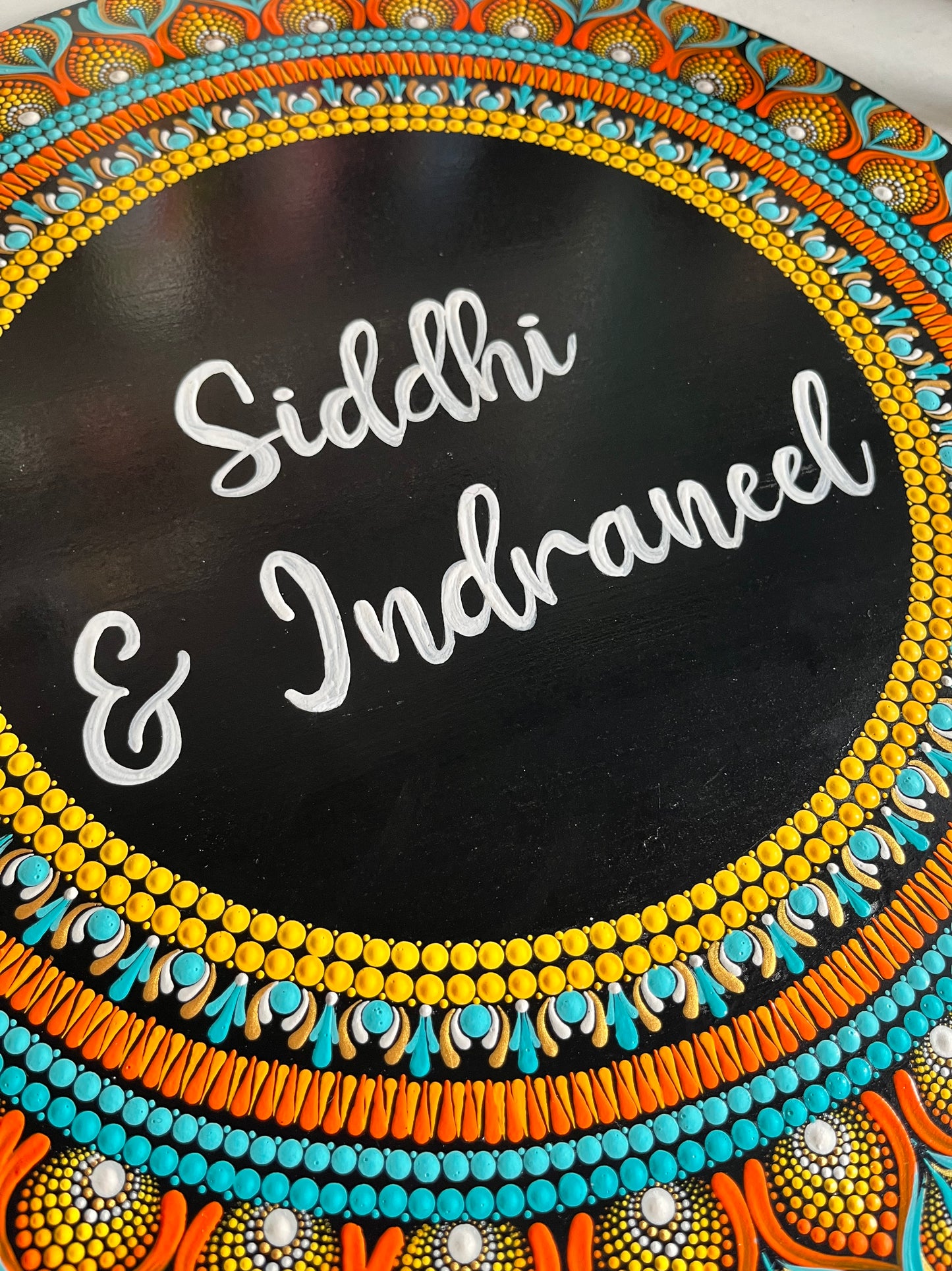 Circular Dot Mandala Hand painted Nameplate