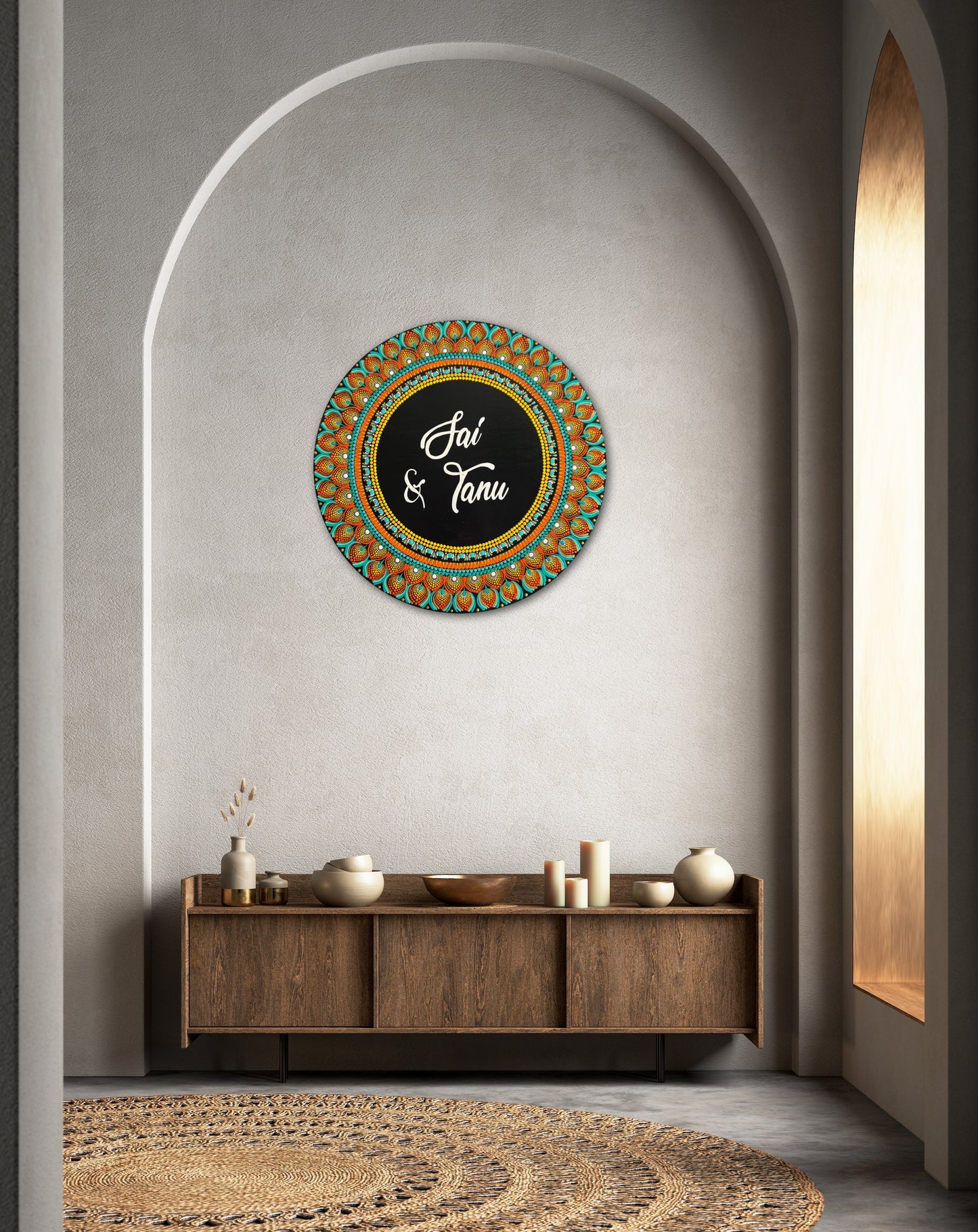 Circular Dot Mandala Hand painted Nameplate