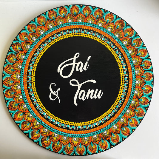 Circular Dot Mandala Hand painted Nameplate