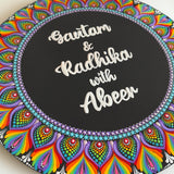 Rainbow Dot Mandala Circular Nameplate – 12 inch – Custom Hand-painted Door Plate