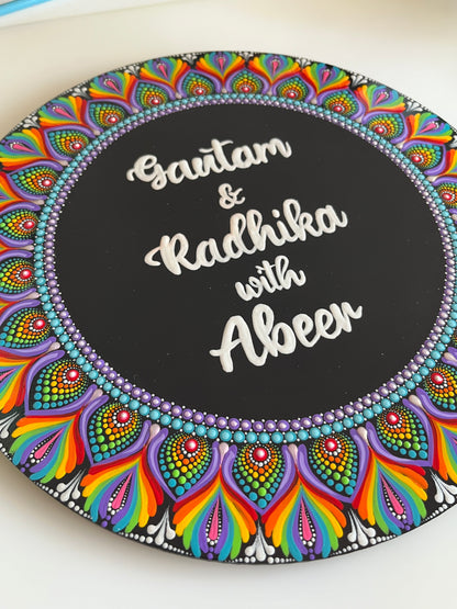 16" Dot-Art Mandala Circular Nameplate