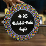 Rainbow Dot Mandala Circular Nameplate – 12 inch – Custom Hand-painted Door Plate