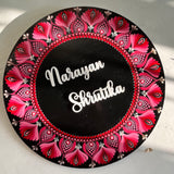 Ruby Floral Dot Mandala Circular Nameplate – 12" – Hand-painted Personalized Door/Wall Sign