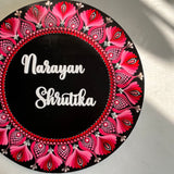 Ruby Floral Dot Mandala Circular Nameplate – 12" – Hand-painted Personalized Door/Wall Sign