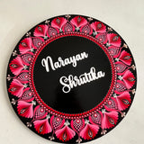 Ruby Floral Dot Mandala Circular Nameplate – 12" – Hand-painted Personalized Door/Wall Sign