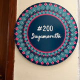 Turquoise & Pink Dot Mandala Round Nameplate – 16" – Hand-painted Personalized Door/Wall Sign