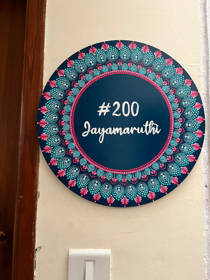 Dot Art Mandala Hand painted Circular Nameplate