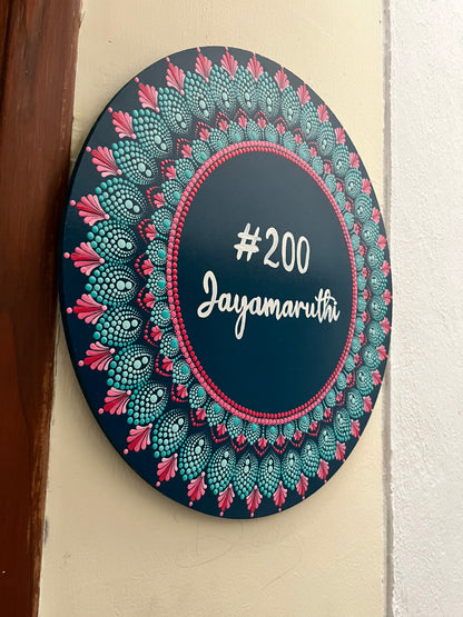 Dot Art Mandala Hand painted Circular Nameplate