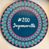 Turquoise & Pink Dot Mandala Round Nameplate – 16" – Hand-painted Personalized Door/Wall Sign