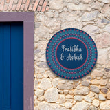 Turquoise & Pink Dot Mandala Round Nameplate – 16" – Hand-painted Personalized Door/Wall Sign