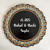 Earthy Pastel Dot Mandala Circular Nameplate with Curved Edge – 12" – Hand-painted Personalized Door/Wall Sign