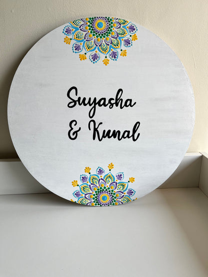 Circular Dot Mandala Hand painted Nameplate