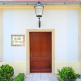 Cream & Gold Handpainted Dot Mandala Rectangular Nameplate – Customizable