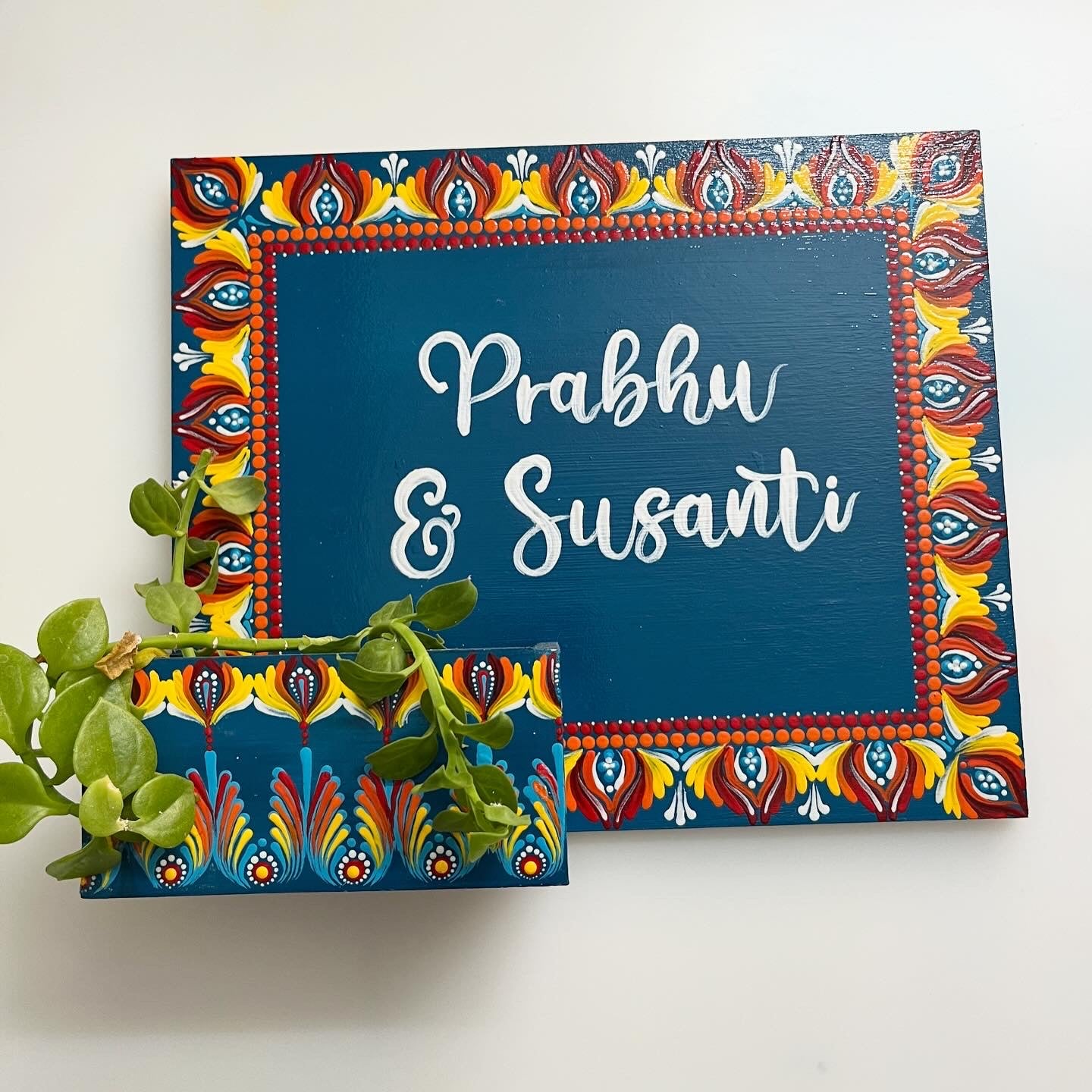 Dot Art Mandala Rectangular Planter Nameplate