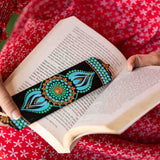 Golden Bloom – Handpainted Mandala Bookmark