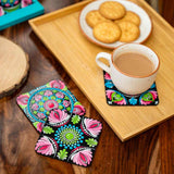 Bloom Radiance – Handpainted Mandala Coaster Set of 6