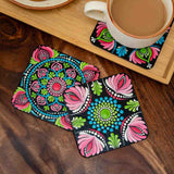 Bloom Radiance – Handpainted Mandala Coaster Set of 6